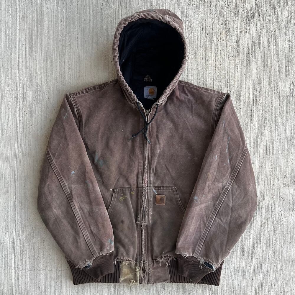 Carhartt J130 DKB faded brown hooded work wear jacket